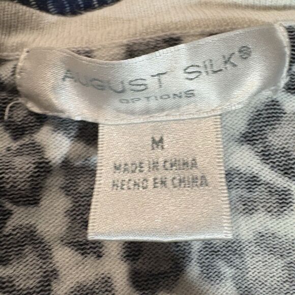 August Silk Animal Print Cardigan Women M Leopard Button Front Sweater Top - Picture 3 of 7